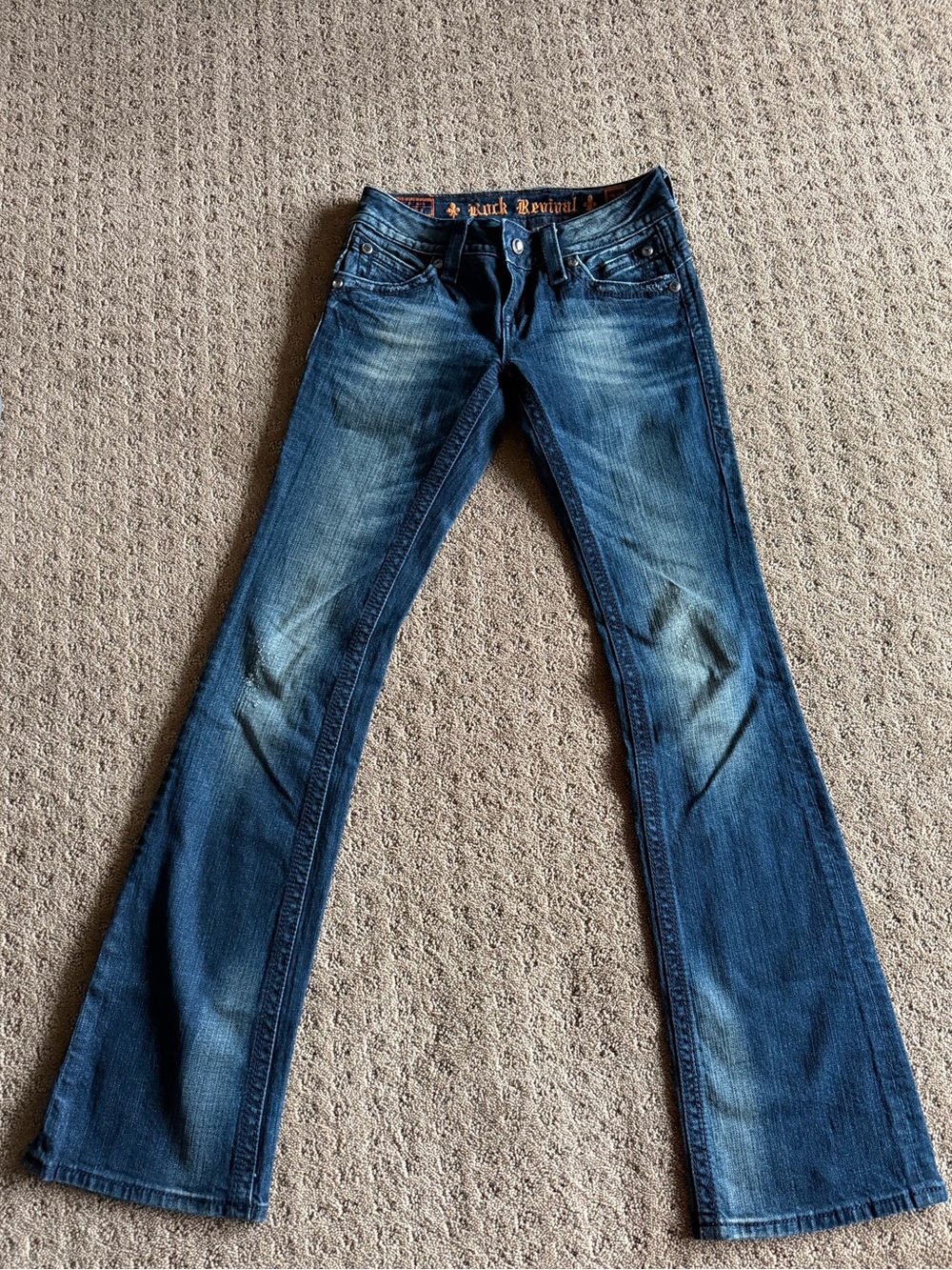 Vintage Y2K Ultra Low Rise Distressed Boot Cut Jeans
